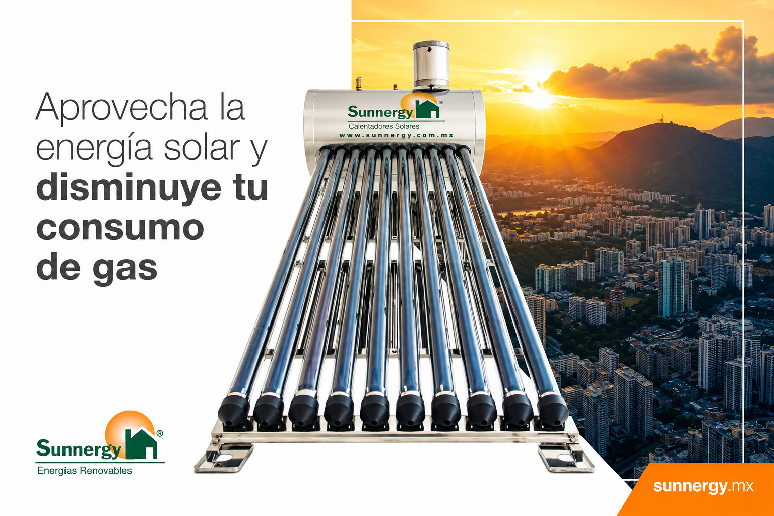Calentador solar de tubos al vacío, modelo SEI-HP-24-1800/58